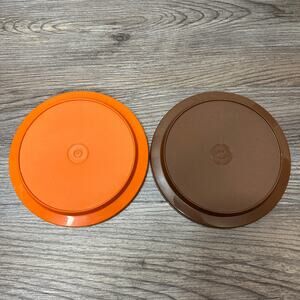 Tupperware 7" Seal N Serve Lid Replacement Orange (1207-14) Brown (1207-44) Vtg